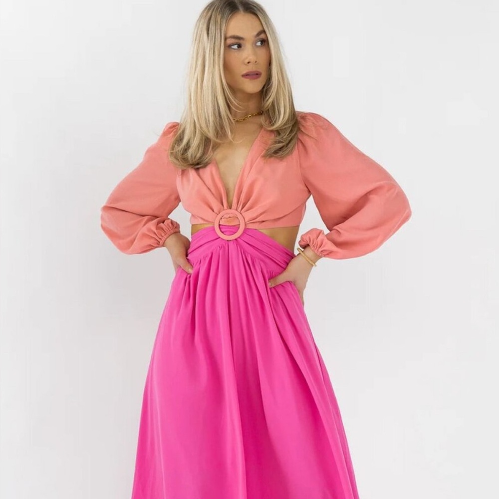 JO+CO Peach Long Sleeve Maxi Dress